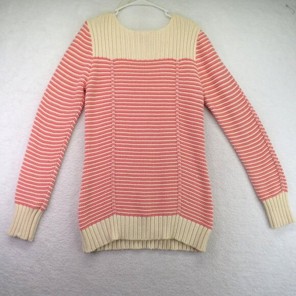 Old Navy Sweater Womens Size Extra Large Tunic Knit Striped Sweater Cream Pink - Picture 1 of 9